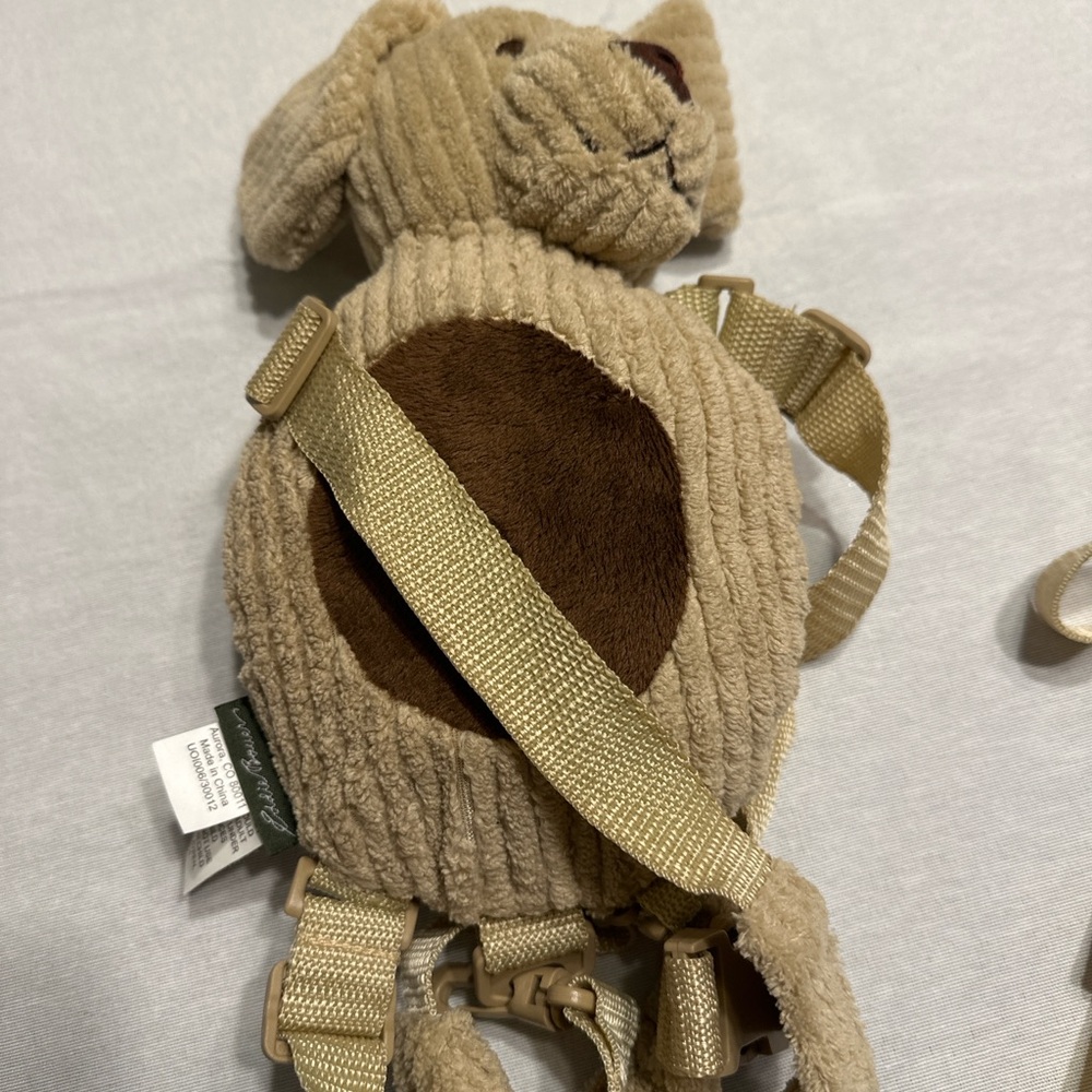 Eddie Bauer Tan and Brown Plush Puppy Backpack